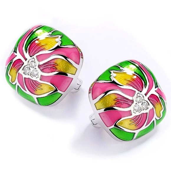 My Bead Emporium Jewelry - Sterling silver earrings with Multicolor  acrylic accents and rhinestones.